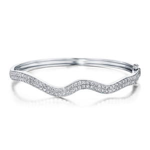 Graziela 18K White Gold Rio Double Diamond Bangle