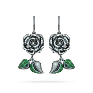 Paul Morelli 18K White Gold Small Rosebud Dangle Earrings