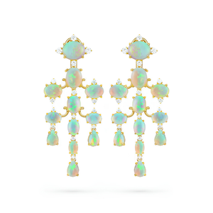 Paul Morelli 18K Yellow Gold Tiered Opal Chandelier Earrings
