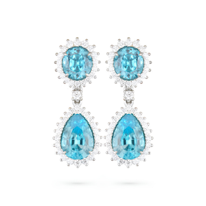 Paul Morelli Platinum Oval & Pear Zircon Halo Earrings