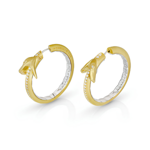 Paul Morelli 18K Yellow Gold Snake Snap Hoops, 30mm
