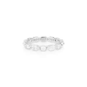 Paul Morelli 18K White Gold Elongated Hex Diamond Ring