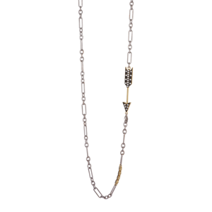 Sylva & Cie. 18K Yellow Gold & 18K White Gold Bows & Arrows Necklace, 23"