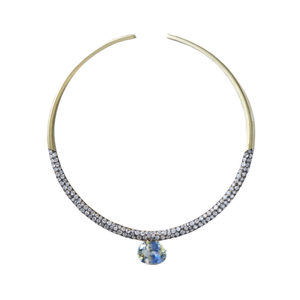 Sylva & Cie. 18K Yellow Gold Diamond Choker with Ceylon Pendant
