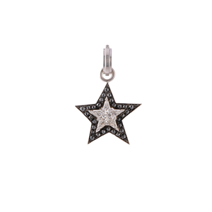 Sylva & Cie. 18K White Gold Black and White Diamond Star Pendant