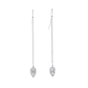 Sylva & Cie. 18K White Gold Mosaic Pear Shape Stick Earrings