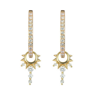 Three Stories Jewelry 14K Yellow Gold Small Diamond Love Explosion Charms (Pair)