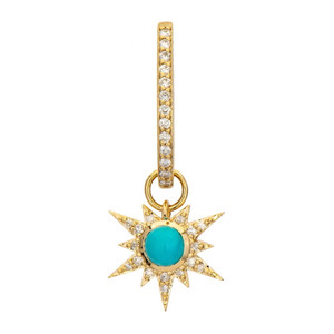 Three Stories Jewelry 14K Yellow Gold Tiny Love Explosion Turquoise Charms (Single)