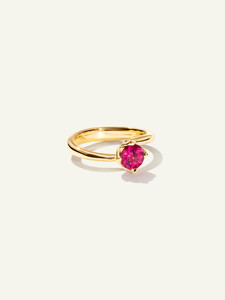 Tamara Comolli Tulip 18K Yellow Gold Ring XSmall with Rose Tourmaline