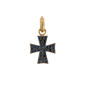 Sylva & Cie. 18K Yellow Gold/Silver Blue Sapphire Cross