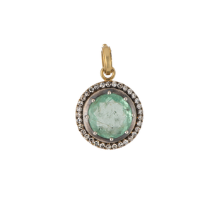 Sylva & Cie. 18K Yellow Gold/Silver Vintage Minty Emerald Pendant