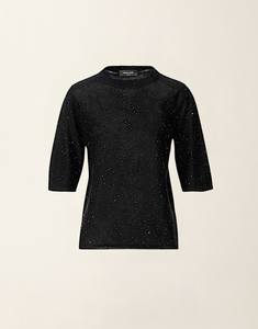 Fabiana Filippi Lightweight Sequin Crewneck Sweater in Black