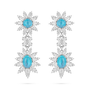 Paul Morelli Platinum Paraiba Cab Double Dangle Earrings