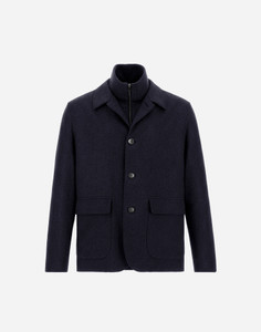 Herno Men's Resort Cashmere and Silk Blazer in Navy Blue