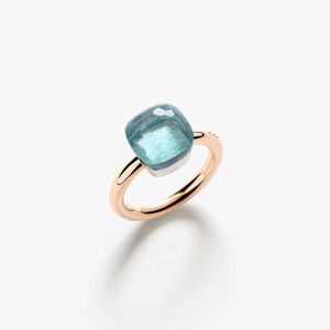 Pomellato Nudo 18K Rose and White Gold Blue Topaz Classic Ring Pomellato Nudo 18K Rose and White Gold Blue Topaz Classic Ring