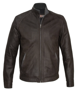 Remy Mens Embossed Nubuck Print Leather Jacket in Cigar/Cognac Remy Mens Embossed Nubuck Print Leather Jacket in Cigar/Cognac