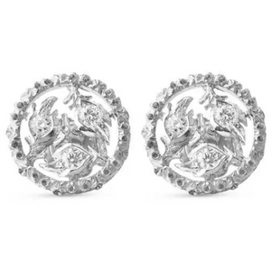Buccellati Ramage 18K White Gold Button Earrings Buccellati Ramage 18K White Gold Button Earrings