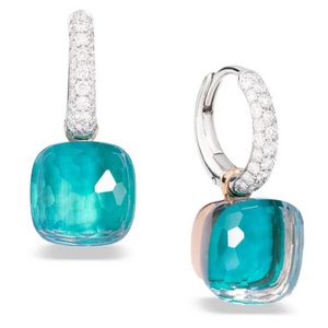 Pomellato  Nudo 18K Rose and White Gold Classic Blue Topaz and Agate Earrings Pomellato  Nudo 18K Rose and White Gold Classic Blue Topaz and Agate Earrings