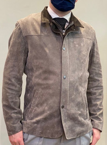 Remy Men’s Leather Denim Jacket in Potato/Cognac, Size 40 Remy Men’s Leather Denim Jacket in Potato/Cognac, Size 40