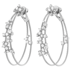 Paul Morelli 18K White Gold Small Double Unity Confetti Hoop Earrings, 30mm Paul Morelli 18K White Gold Small Double Unity Confetti Hoop Earrings, 30mm
