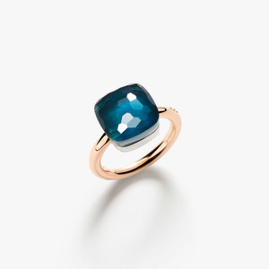 Pomellato Nudo 18K Rose and White Gold London Blue Topaz Maxi Ring Pomellato Nudo 18K Rose and White Gold London Blue Topaz Maxi Ring
