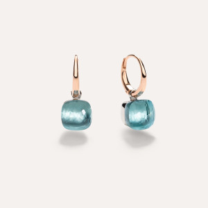 Pomellato Nudo 18K Rose and White Gold Sky Blue Topaz Petit Earrings Pomellato Nudo 18K Rose and White Gold Sky Blue Topaz Petit Earrings
