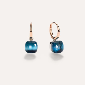 Pomellato Nudo 18K Rose and White Gold London Blue Topaz Petit Earrings Pomellato Nudo 18K Rose and White Gold London Blue Topaz Petit Earrings