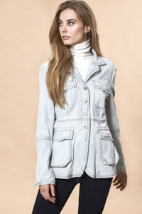 Jakett New York Meryl Waxed Suede Leather Jacket in Ice Blue, Size X-Large Jakett New York Meryl Waxed Suede Leather Jacket in Ice Blue, Size X-Large