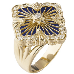 Buccellati 18K Yellow Gold Opera Blu Ring with Diamonds, Size 54 Buccellati 18K Yellow Gold Opera Blu Ring with Diamonds, Size 54