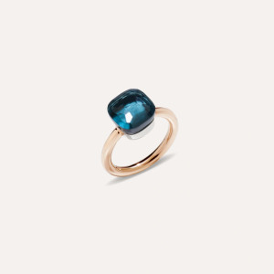 Pomellato Nudo 18K Rose and White Gold London Blue Topaz Classic Ring Pomellato Nudo 18K Rose and White Gold London Blue Topaz Classic Ring