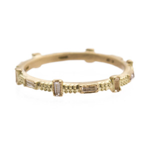 Armenta 18K Yellow Gold Baguette Stack Band Ring, Size 6.5 Armenta 18K Yellow Gold Baguette Stack Band Ring, Size 6.5