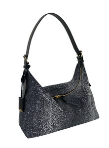 Linde Gallery St. Barth Colombier Galuchat Printed Suede Hobo Bag in Black, Medium Linde Gallery St. Barth Colombier Galuchat Printed Suede Hobo Bag in Black, Medium