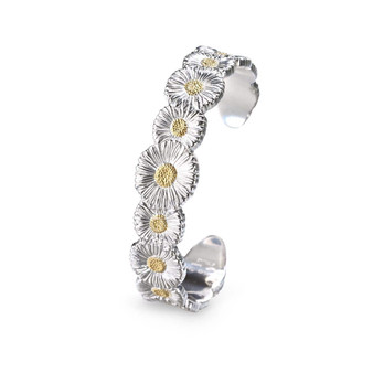 Buccellati Silver Blossom Gardenia Eternelle Ring Brown Diamond Ring -  150-2056