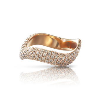 Pasquale Bruni 18K Rose Gold Sensual Touch Ring with Diamonds, Size 15