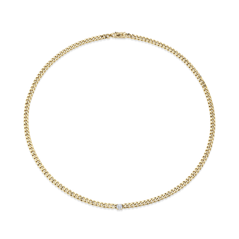 *PRE-ORDER* Anita Ko 18K Yellow Gold Cuban Link Necklace with Diamond Center