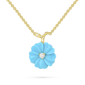 *PRE-ORDER* Paul Morelli 18K Yellow Gold Turquoise Posy Pendant Necklace, 18"