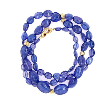 *SPECIAL EVENT* Lauren K 18K Yellow Gold Smooth Oval Beaded Tanzanite Necklace