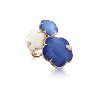 *PRE-ORDER* Pasquale Bruni 18K Rose Gold Ton Joli Bouquet Ring with Blue Moon, White Agate and Diamonds