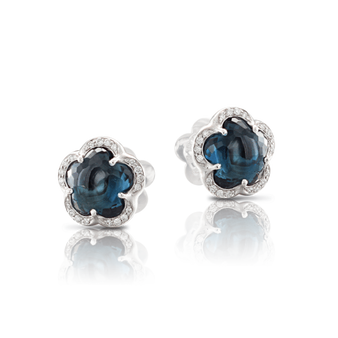 *PRE-ORDER* Pasquale Bruni 18K White Gold Je T'Aime Stud Earrings with London Blue Topaz and Diamonds