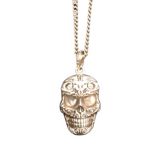 King Baby Studio Carved Baroque Skull Pendant Necklace, 24"