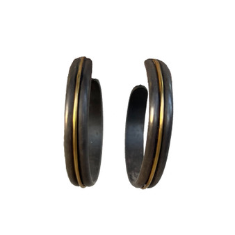 .925 Suneera Black Rhodium Finish Sterling Silver Mae Hoop Earrings
