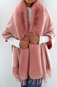 *PRE-ORDER* Augustina Designs Faux Fur Trim Wrap with Embellishments in Pink