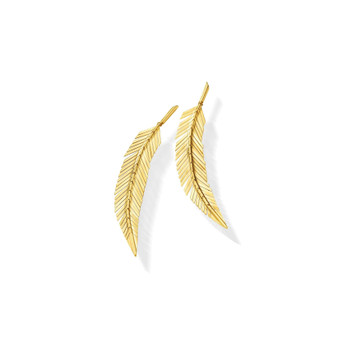 Cadar Medium Yellow Gold Feather Earrings