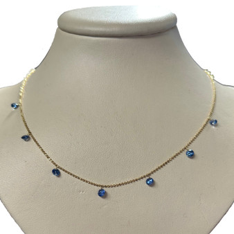 Graziela Gems 18K Yellow Gold Small Floating Blue Sapphire Necklace