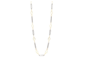 *Jewelry Event* Armenta 18K Yellow Gold and Grey Sterling Silver Paperclip and Oval Chain Link Necklace, 32"