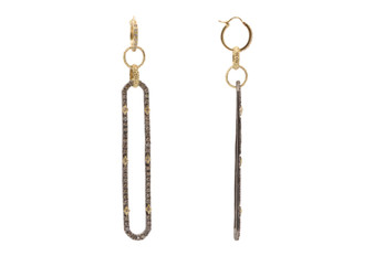 *Jewelry Event* Armenta 18K Yellow Gold and Blackened Sterling Silver Pave Paperclip Drop Earrings, 60mm