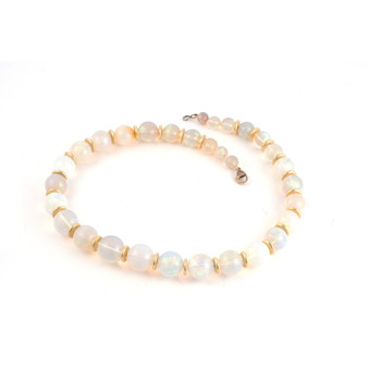*COMING SOON* Sylva & Cie. 18K Yellow Gold Ethiopian Opal Bead Necklace with Gold Rondelles