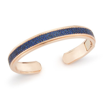 *RESERVE TODAY* Walters Faith Carrington 18K Rose Gold 4 Row Pave Blue Sapphire Hinged Cuff 