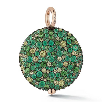 Walters Faith OC X WF Large 18K Rose Gold Green Emerald and Tsavorite Pebble Locket, 25mm