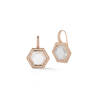 Walters Faith Bell 18K Rose Gold, Rock Crystal and Diamond Hexagon Drop Earrings